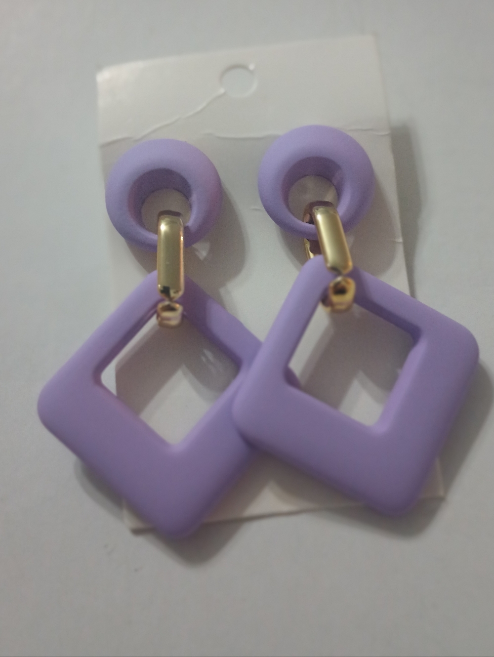 Purple Geometric Drop Earrings - Lightweight Fashion Jewelry